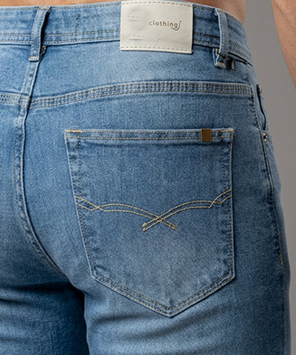 Casual Summer L-Blue Denim  Shorts- Br-0088 - Blue - View 5