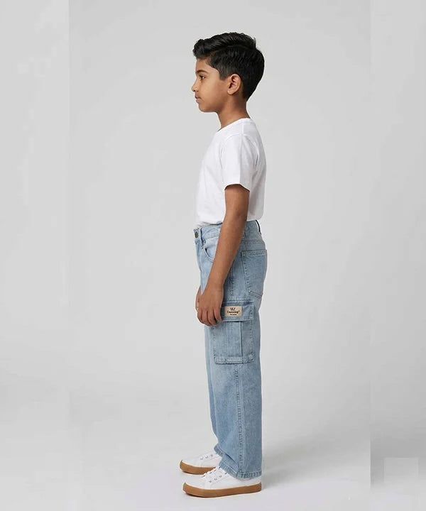 Boys Comfortable Relaxed Fit Baggy Denim jeans - Ice Blue Bjp-0291