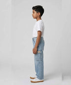 Boys Comfortable Relaxed Fit Baggy Denim jeans - Ice Blue Bjp-0291