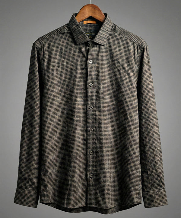 Men's Casual Shirt - Texture Black Shc-1971 Strech Fabric - Black - View 5