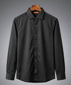 Men's Casual Shirt - Black Stripe Shc-1972 Strech Fabric - Black - View 5