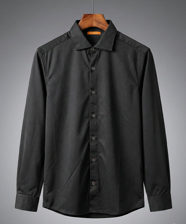 Men's Casual Shirt - Black Stripe Shc-1972 Strech Fabric - Black - View 5