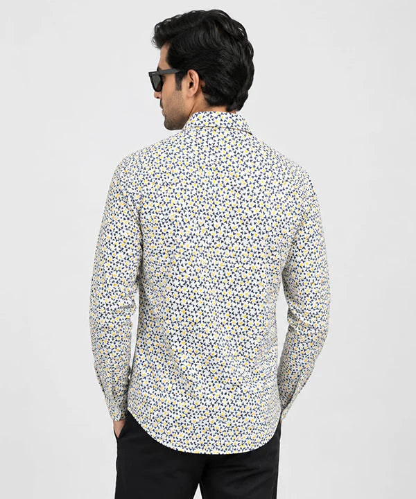 Men's Casual Shirt - Shc-1606 Ptinted Yellow (ORG-H)