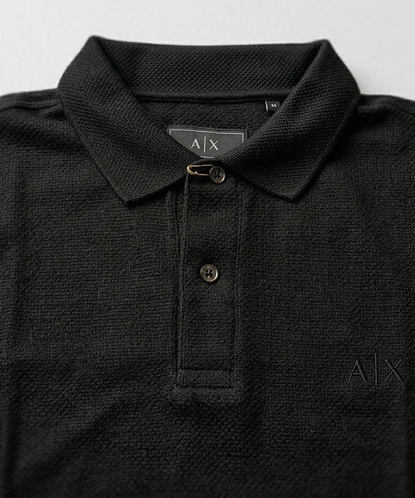 A|X Logo Self-Textured Basic Polo T-Shirt TSH-7163 Black