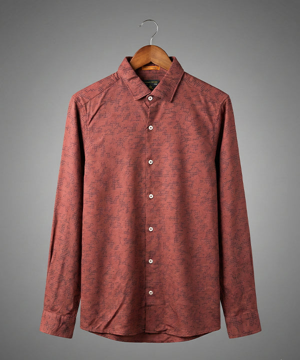 Men's Casual Shirt - Texture Maroon Shc-1972 Strech Fabric - Maroon - View 5