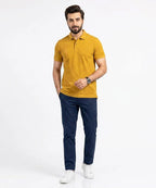 A|X Logo Self-Textured Basic Polo T-Shirt TSH-7163 Mustard