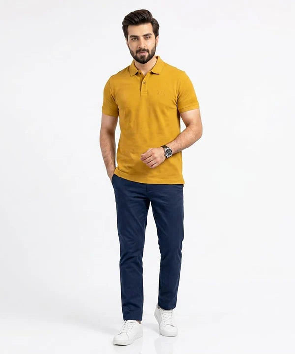 A|X Logo Self-Textured Basic Polo T-Shirt TSH-7163 Mustard