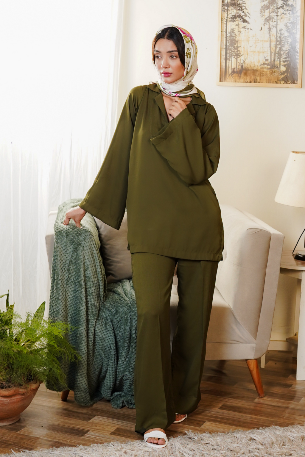 Olive Silk Scarf (KS-039)