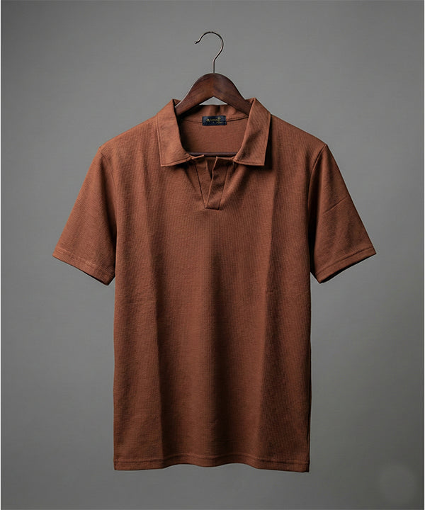 Men'S T-Shirt Johnny Collar Rust Tsh-5991 - Rust - View 5