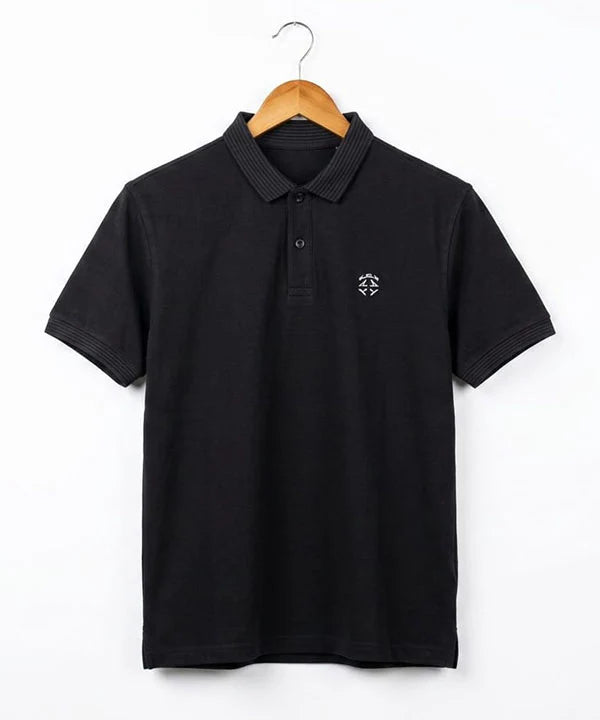 Premium Ribbed Collar Basic Polo T-Shirt Black TSH-7162