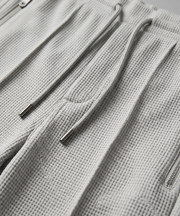 Waffle Knit Elastic Waist Trousers - L Grey Lwr-0694 - Grey - View 5