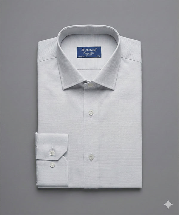 Men'S Dress Shirt - Self/Grey Dsh-0289 - Grey - View 5