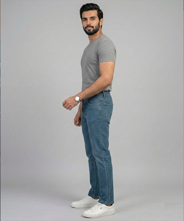 Men's Denim Tailored Fit- JP-2222 Greenish - Green - View 3