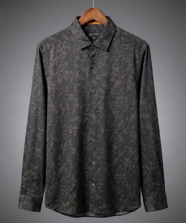 Men's Casual Shirt - Texture Black Shc-1972 Strech Fabric - Black - View 5