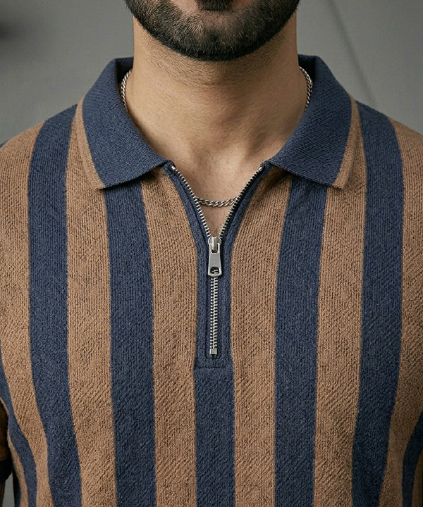 Men'S T-Shirt Collar Navy Stripe Tsh-7160 - Navy - View 5