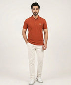 Premium Ribbed Collar Basic Polo T-Shirt Rust TSH-7162