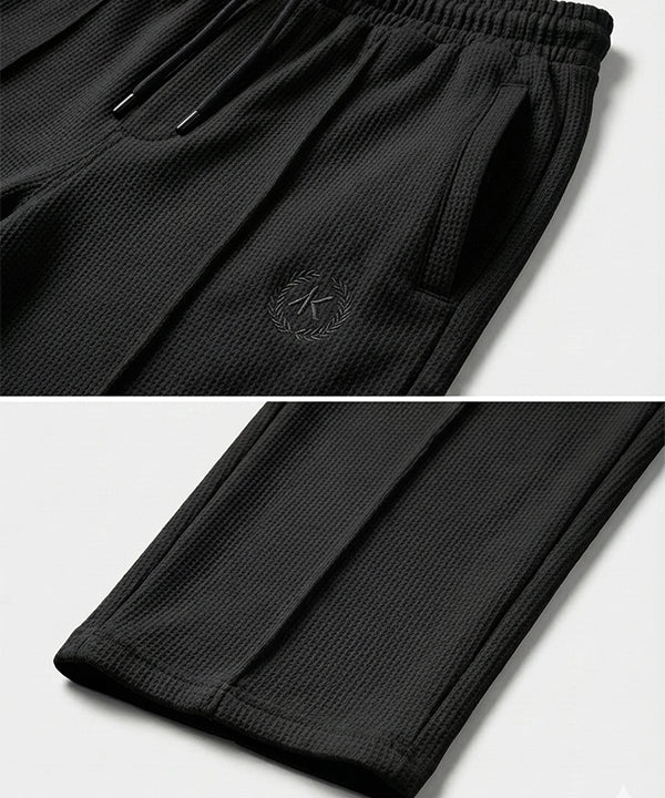 Men'S Baggy Waffle French Trousers - Black Lwr-0592 - Black - View 5