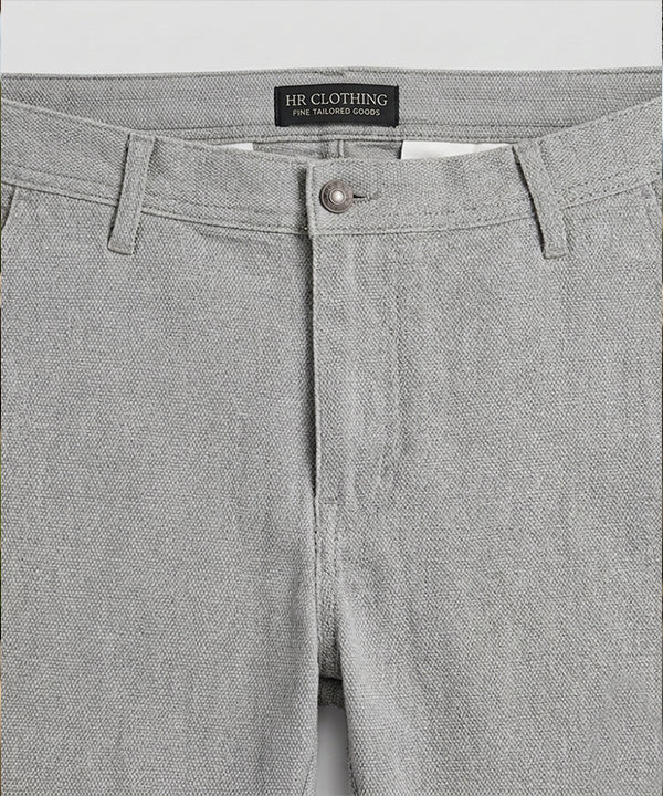Men’S Summer Cotton Texture Grey Shorts- Br-0102 - Grey - View 3