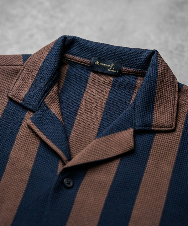 Men's Casual Shirt Half Sleeves - SHC-3069 Navy blue Stripe ( ORG ) - Navy - View 4