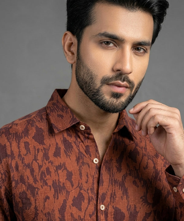 Men's Casual Shirt - Shc-1974 Printed Maroon - Maroon - View 3