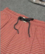 Men’S Pinstripe Drawstring Baggy Trousers– Lwr-0688 Maroon Stripe - Maroon - View 4