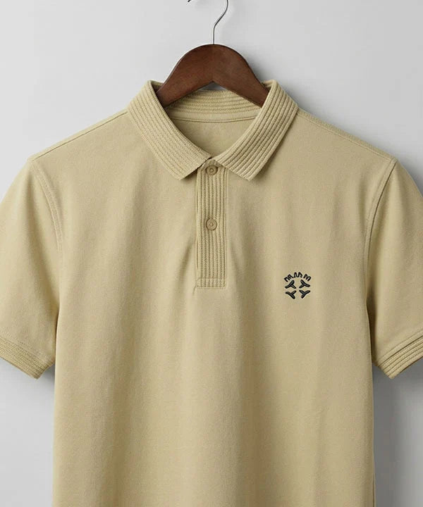 Premium Ribbed Collar Basic Polo T-Shirt Fawn TSH-7162