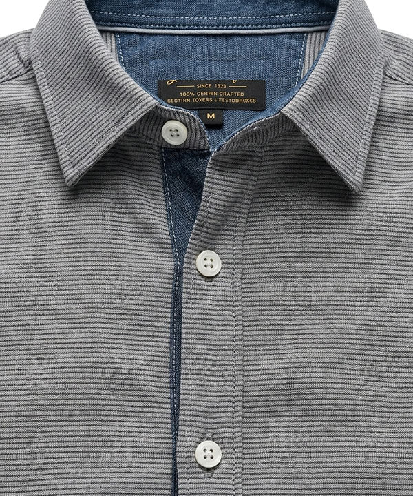 Men's Casual Shirt - L Grey Stripe Shc-1619 ORG ( H )