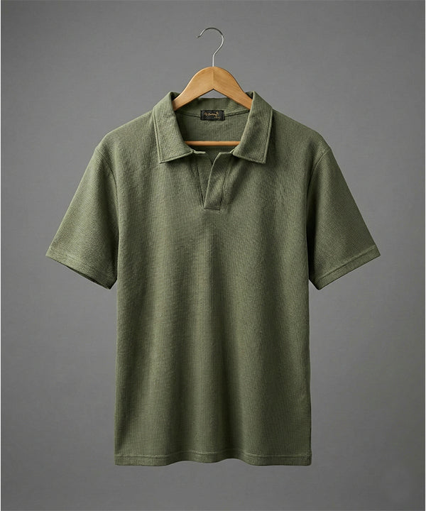 Men'S T-Shirt Johnny Collar Green Tsh-5991 - Green - View 5