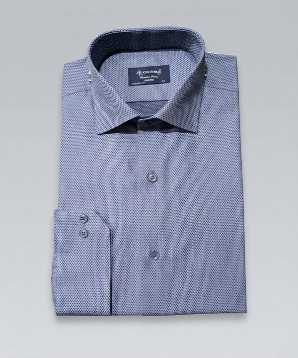 Men'S Dress Shirt - Navy Dotted Dsh-0287 - Navy - View 5