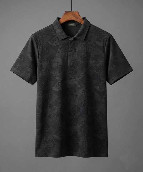 Men'S T-Shirt Collar Black Tsh-7025 - Black - View 5
