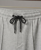 Men’S Pinstripe Drawstring Baggy Trousers- Lwr-0688 Grey Stripe - Grey - View 4