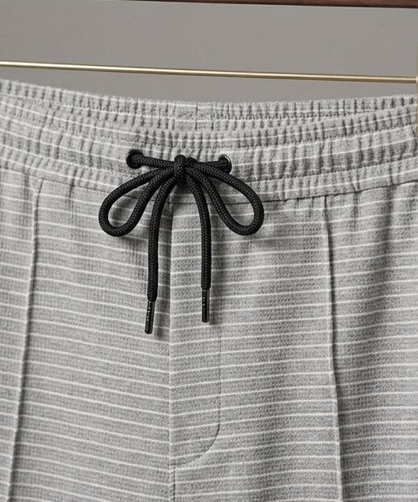 Men’S Pinstripe Drawstring Baggy Trousers- Lwr-0688 Grey Stripe - Grey - View 4
