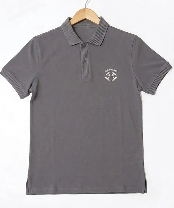 Premium Ribbed Collar Basic Polo T-Shirt Grey TSH-7162