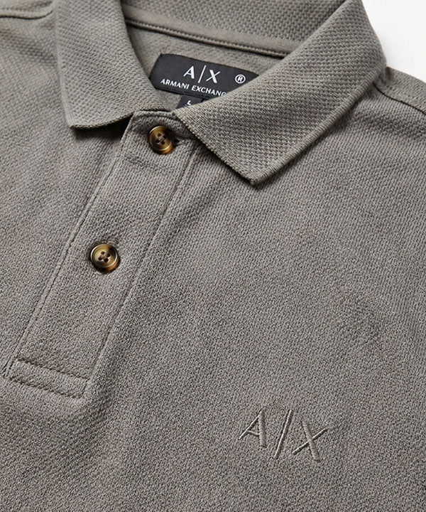 A|X Logo Self-Textured Basic Polo T-Shirt TSH-7163 Grey