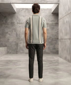 MEN'S T-SHIRT COLLAR GREY STRIPE Old Money TSH-7161