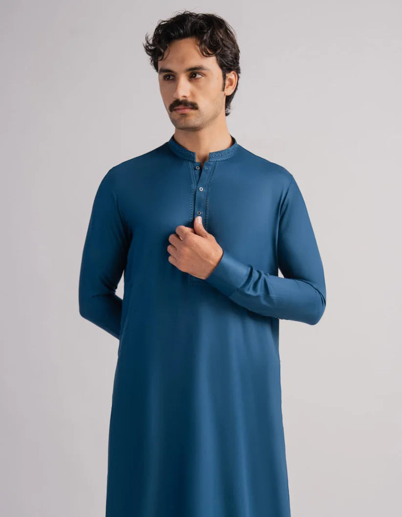 teal semi-formal kameez shalwar