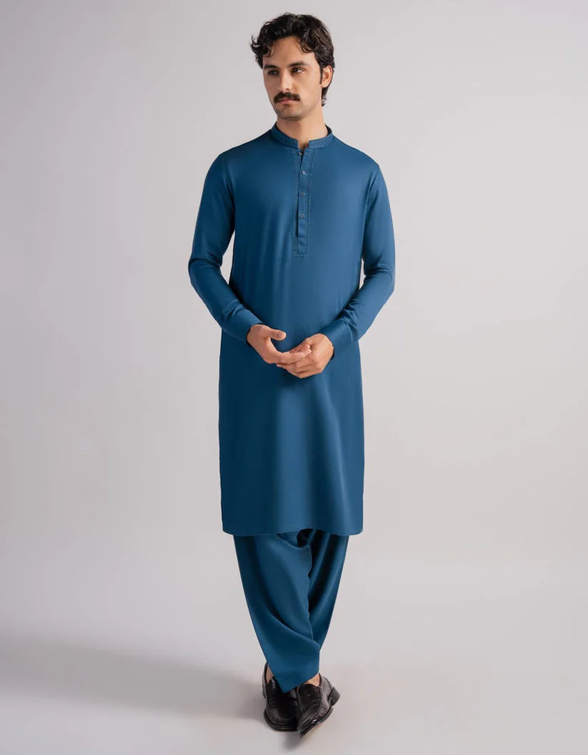 teal semi-formal kameez shalwar