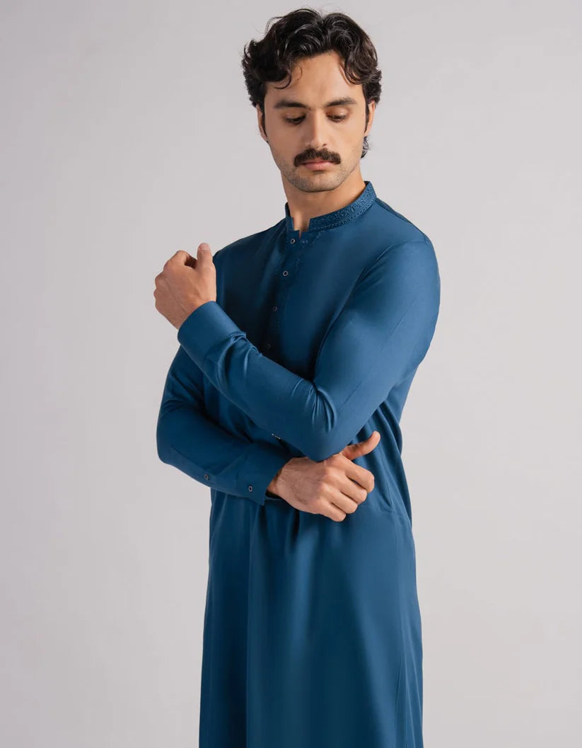 teal semi-formal kameez shalwar