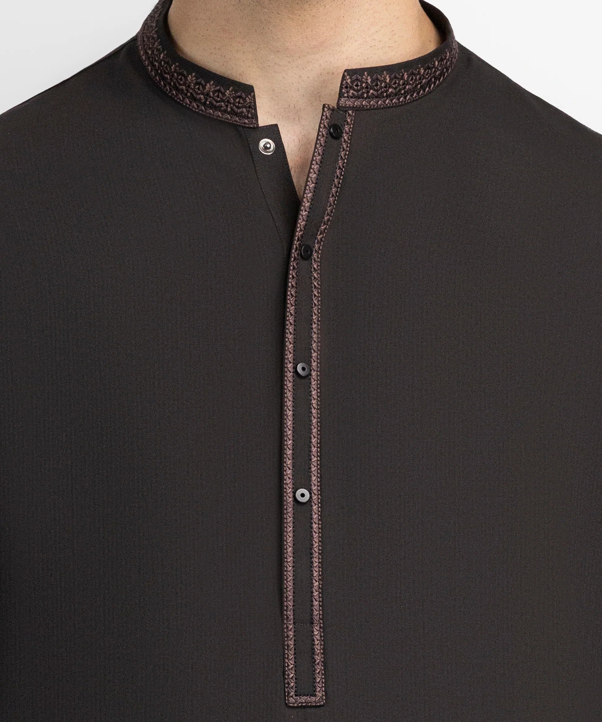brown semi-formal kameez shalwar