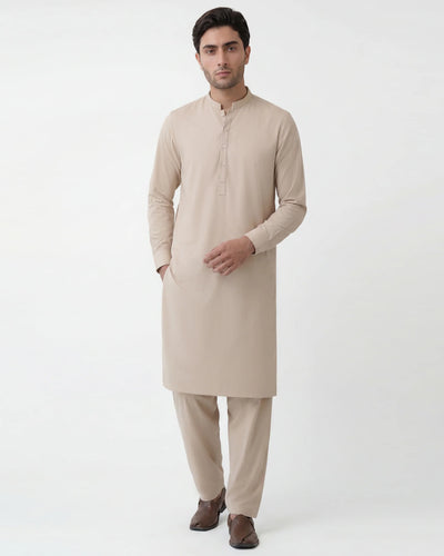 cream semi-formal kameez shalwar