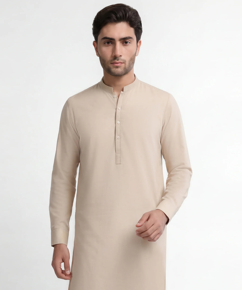 cream semi-formal kameez shalwar