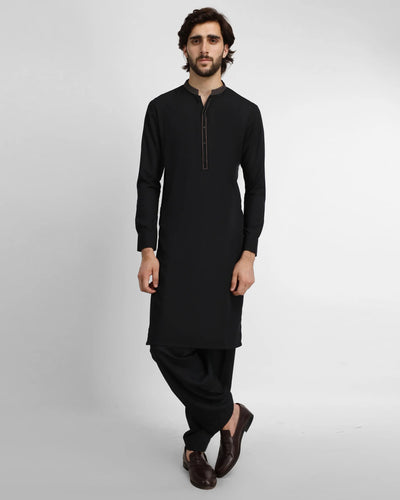 black semi-formal kameez shalwar