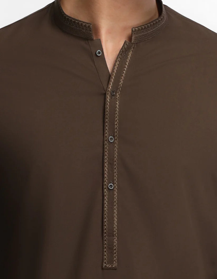 dark brown semi-formal kameez shalwar