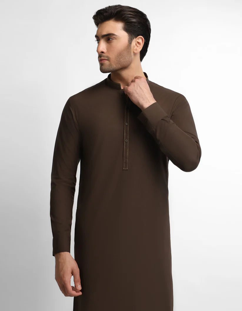 dark brown semi-formal kameez shalwar