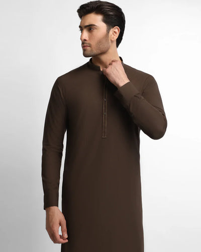 dark brown semi-formal kameez shalwar