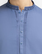 dull blue semi-formal kameez shalwar