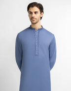 dull blue semi-formal kameez shalwar