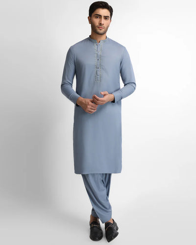 light grey semi-formal kameez shalwar