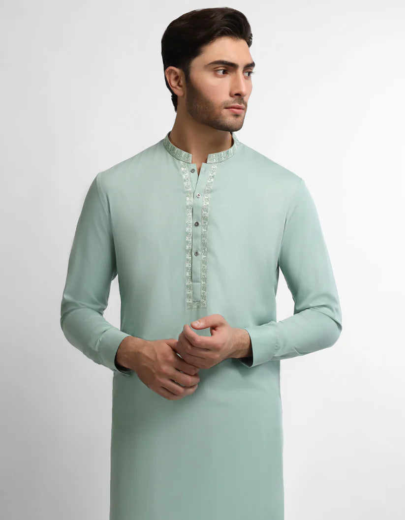 light green semi-formal kameez shalwar