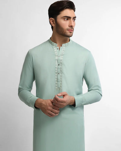 light green semi-formal kameez shalwar